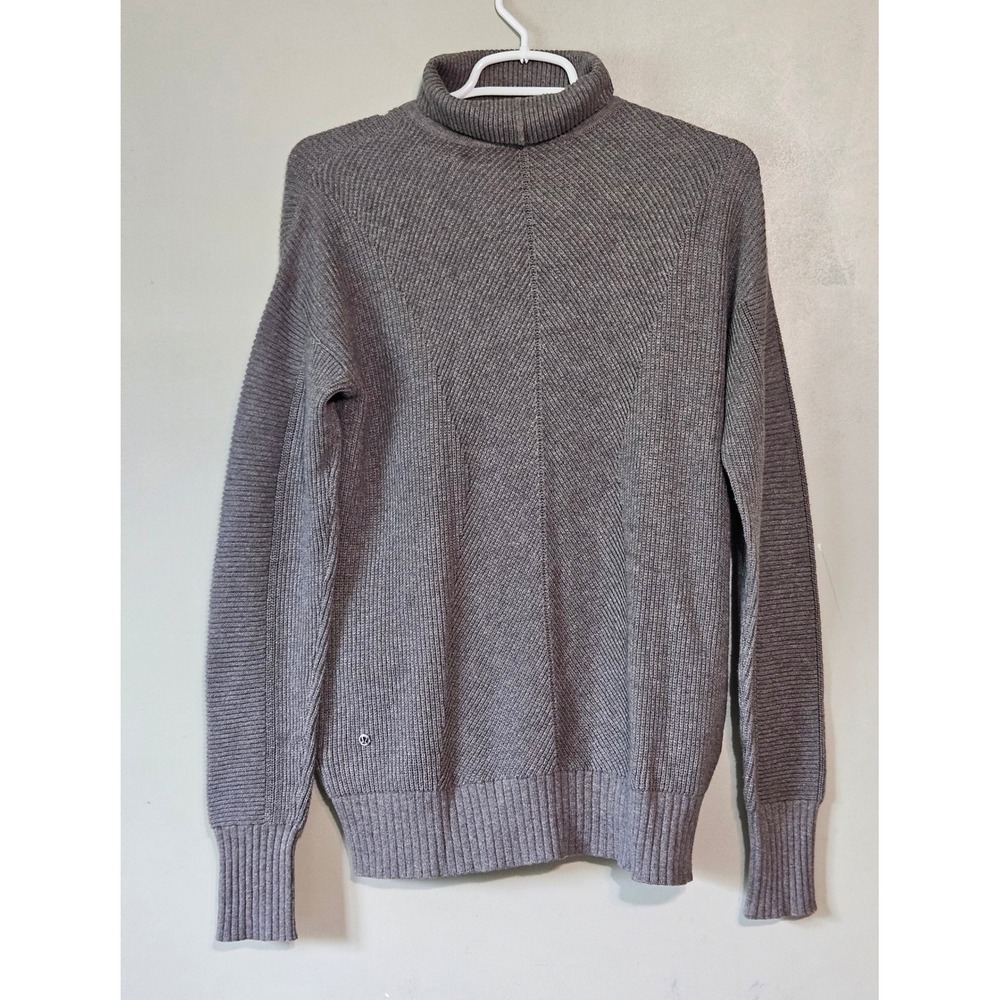Lululemon Pima‎ Cotton Yak Sauf Blend Turtleneck Ribbed Sweater Gray Womens M